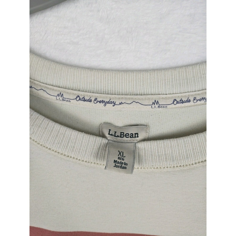 L.L.Bean 24/7 Sweats Crewneck Sweatshirt Womens XL Cream Rainbow Stripe Long... - Picture 4 of 9